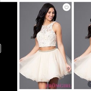 2 piece winter formal dress! White/nude!